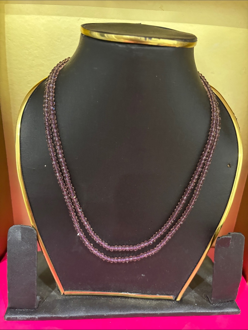 Purple Beaded Double-Strand Necklace - Brand Unbranded